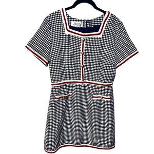 VINTAGE NICOLE SUMMERS Houndstooth Mini Dress Y2K Clueless Cher Holiday Party S